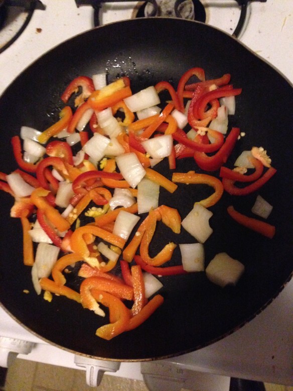Grill the veggies in oil until lightly browned.